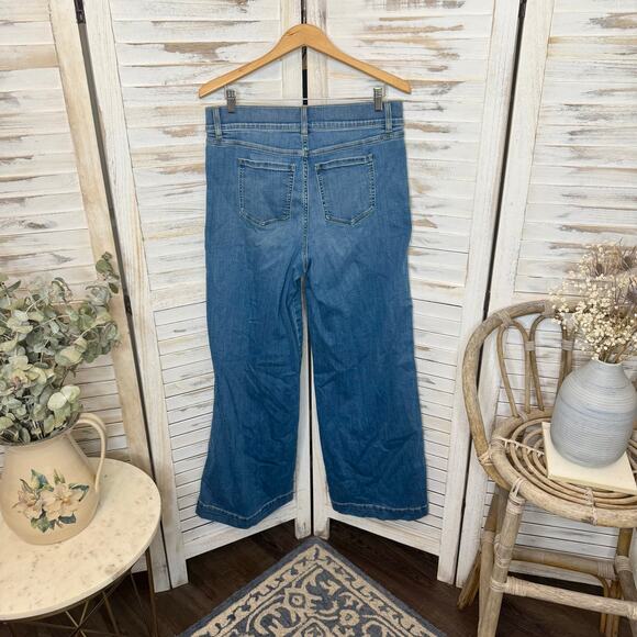 SPANX NEW Women's XL Seamed Front Wide Leg Stretch Jeans Pull On Vintage Indigo - Picture 11 of 14